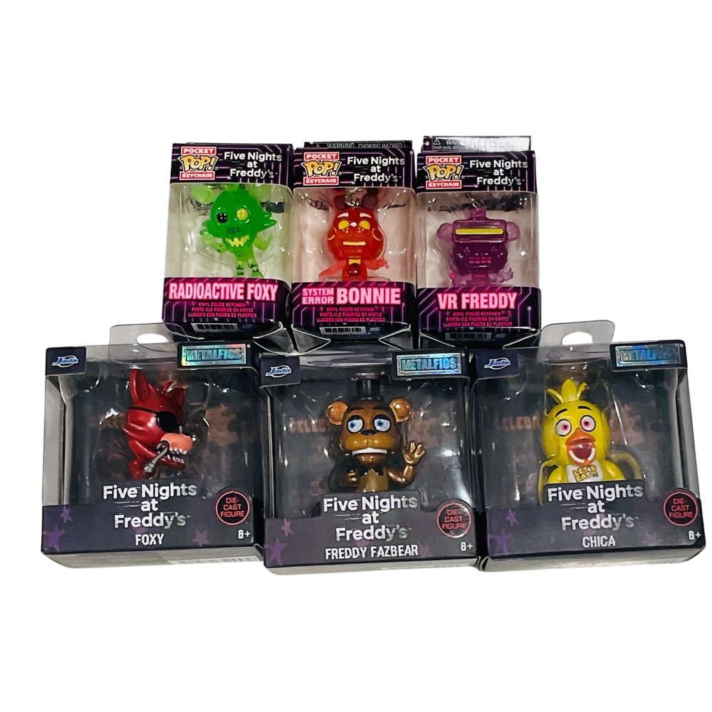 FIVE NIGHTS AT FREDDY'S METALFIGS Chica Foxy Fazbear Pop keychain Bonnie VR lot